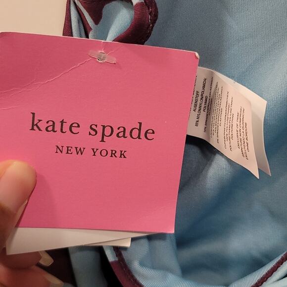 Kate Spade Belted Plunge One Piece Floral Swimsuit - Picture 5 of 11